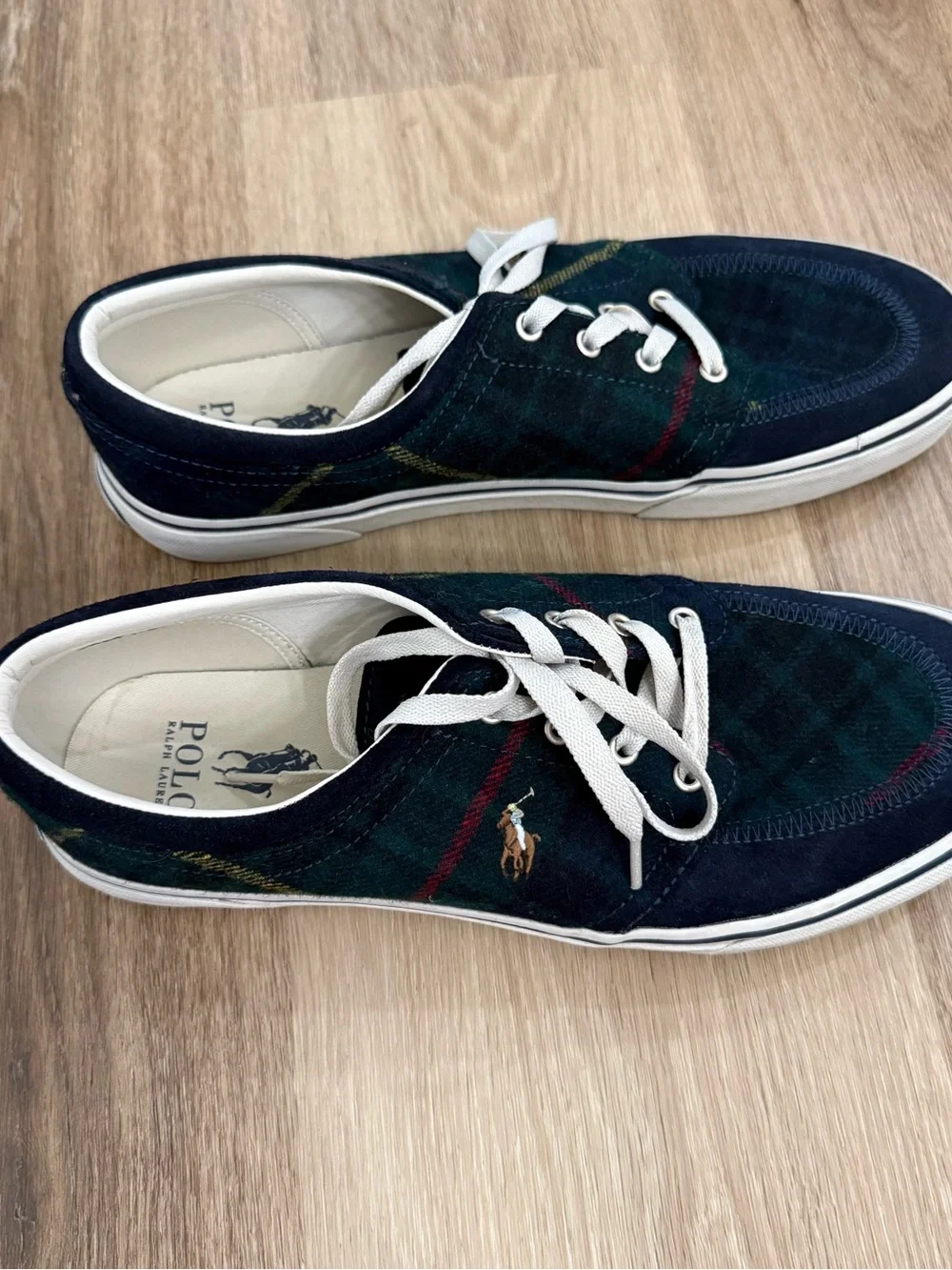 Polo by Ralph Lauren Navy & Green Plaid Low-Top Sneakers